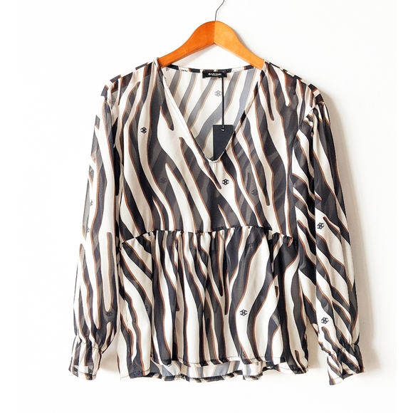 Zebra Print Made in Italy Firenze Florence Blouse - Picture 1 of 2